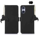 For Sony Xperia 5 V Genuine Leather Magnetic RFID Leather Phone Case(Black) - 1