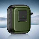 For AirPods 2 / 1 TPU + PC Wireless Earphones Case with Magnetic Switch(Army Green) - 1