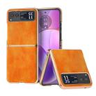 For Motorola Razr 40 Nano Electroplating Dual Color Lichi Texture PU Phone Case(Orange) - 1