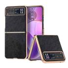 For Motorola Razr 40 Nano Electroplating Dual Color Lichi Texture PU Phone Case(Black) - 1