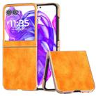 For Motorola Razr 50 Nano Electroplating Dual Color Lichi Texture PU Phone Case(Orange) - 1