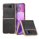 For Motorola Razr 40 Nano Electroplating Dual Color Cowhide Texture Protective Phone Case(Black) - 1