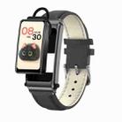 K80 1.57 inch Leather Band IP67 Earphone Detachable Smart Watch Support Bluetooth Call(Black) - 1