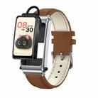 K80 1.57 inch Leather Band IP67 Earphone Detachable Smart Watch Support Bluetooth Call(Silver) - 1