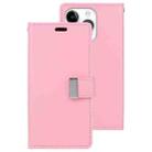 For iPhone 15 Pro GOOSPERY RICH DIARY Crazy Horse Texture Leather Phone Case(Pink) - 1