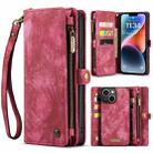 For iPhone 15 CaseMe 008 Detachable Multifunctional Leather Phone Case(Red) - 1