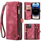 For iPhone 15 Pro CaseMe 008 Detachable Multifunctional Leather Phone Case(Red) - 1