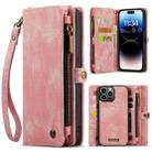 For iPhone 15 Pro CaseMe 008 Detachable Multifunctional Leather Phone Case(Pink) - 1