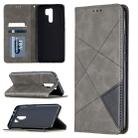 For Xiaomi Redmi 9 Rhombus Texture Horizontal Flip Magnetic Leather Case with Holder & Card Slots & Wallet(Grey) - 1