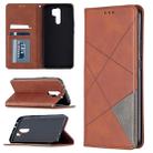 For Xiaomi Redmi 9 Rhombus Texture Horizontal Flip Magnetic Leather Case with Holder & Card Slots & Wallet(Brown) - 1