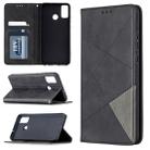 For Huawei Honor 9X Lite Rhombus Texture Horizontal Flip Magnetic Leather Case with Holder & Card Slots & Wallet(Black) - 1