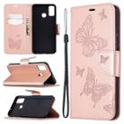 For Huawei Honor 9X Lite Two Butterflies Embossing Pattern Horizontal Flip Leather Case with Holder & Card Slot & Wallet & Lanyard(Rose Gold) - 1