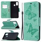 For Huawei Honor 9X Lite Two Butterflies Embossing Pattern Horizontal Flip Leather Case with Holder & Card Slot & Wallet & Lanyard(Green) - 1