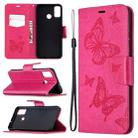 For Huawei Honor 9X Lite Two Butterflies Embossing Pattern Horizontal Flip Leather Case with Holder & Card Slot & Wallet & Lanyard(Rose Red) - 1