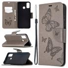 For Huawei Honor 9X Lite Two Butterflies Embossing Pattern Horizontal Flip Leather Case with Holder & Card Slot & Wallet & Lanyard(Grey) - 1