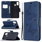 For Huawei Honor 9X Lite Two Butterflies Embossing Pattern Horizontal Flip Leather Case with Holder & Card Slot & Wallet & Lanyard(Dark Blue) - 1