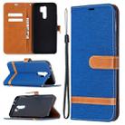 For Xiaomi Redmi 9 Color Matching Denim Texture Horizontal Flip Leather Case with Holder & Card Slots & Wallet & Lanyard(Royal Blue) - 1