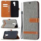 For Xiaomi Redmi 9 Color Matching Denim Texture Horizontal Flip Leather Case with Holder & Card Slots & Wallet & Lanyard(Grey) - 1