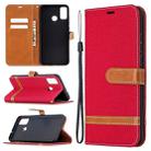 For Huawei Honor 9X Lite Color Matching Denim Texture Horizontal Flip Leather Case with Holder & Card Slots & Wallet & Lanyard(Red) - 1