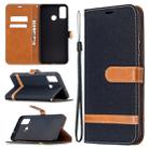 For Huawei Honor 9X Lite Color Matching Denim Texture Horizontal Flip Leather Case with Holder & Card Slots & Wallet & Lanyard(Black) - 1