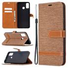 For Huawei Honor 9X Lite Color Matching Denim Texture Horizontal Flip Leather Case with Holder & Card Slots & Wallet & Lanyard(Brown) - 1