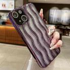 For iPhone 15 Wave Texture Electroplated TPU Glitter Powder Phone Case(Purple) - 1