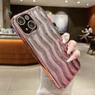 For iPhone 15 Wave Texture Electroplated TPU Glitter Powder Phone Case(Pink) - 1