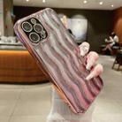 For iPhone 14 Pro Wave Texture Electroplated TPU Glitter Powder Phone Case(Pink) - 1