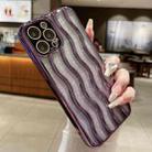 For iPhone 14 Pro Max Wave Texture Electroplated TPU Glitter Powder Phone Case(Purple) - 1