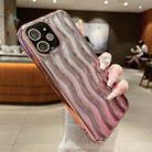 For iPhone 12 Wave Texture Electroplated TPU Glitter Powder Phone Case(Pink) - 1