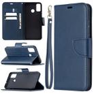 For Huawei Honor 9X Lite Retro Lambskin Texture Pure Color Horizontal Flip PU Leather Case with Holder & Card Slots & Wallet & Lanyard(Blue) - 1