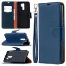 For Xiaomi Redmi 9 Litchi Texture Pure Color Horizontal Flip PU Leather Case with Holder & Card Slots & Wallet & Lanyard(Dark Blue) - 1