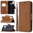 For Huawei Honor 9X Lite Litchi Texture Pure Color Horizontal Flip PU Leather Case with Holder & Card Slots & Wallet & Lanyard(Brown) - 1