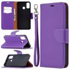 For Huawei Honor 9X Lite Litchi Texture Pure Color Horizontal Flip PU Leather Case with Holder & Card Slots & Wallet & Lanyard(Purple) - 1