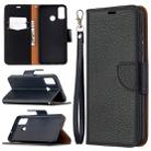 For Huawei Honor 9X Lite Litchi Texture Pure Color Horizontal Flip PU Leather Case with Holder & Card Slots & Wallet & Lanyard(Black) - 1