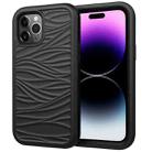 For iPhone 15 Pro Max Wave Pattern 3 in 1 Silicone + PC Phone Case(Black) - 1