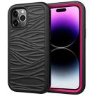 For iPhone 15 Pro Max Wave Pattern 3 in 1 Silicone + PC Phone Case(Black+Hot Pin) - 1