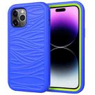 For iPhone 15 Pro Max Wave Pattern 3 in 1 Silicone + PC Phone Case(Blue+Olivine) - 1