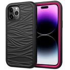 For iPhone 15 Pro Wave Pattern 3 in 1 Silicone + PC Phone Case(Black+Hot Pin) - 1