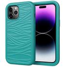 For iPhone 15 Pro Wave Pattern 3 in 1 Silicone + PC Phone Case(Dark Sea Green) - 1