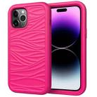 For iPhone 15 Pro Wave Pattern 3 in 1 Silicone + PC Phone Case(Hot Pink) - 1