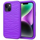 For iPhone 15 Plus Wave Pattern 3 in 1 Silicone + PC Phone Case(Purple) - 1