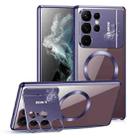 For Samsung Galaxy S22 Ultra 5G Aromatherapy Holder Single-sided MagSafe Magnetic Phone Case(Purple) - 1