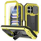 For iPhone 16 R-JUST Sliding Camera IP54 Life Waterproof Holder Phone Case(Yellow) - 1