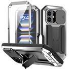 For iPhone 16 R-JUST Sliding Camera IP54 Life Waterproof Holder Phone Case(Silver) - 1