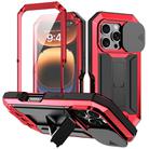 For iPhone 16 Pro R-JUST Sliding Camera IP54 Life Waterproof Holder Phone Case(Red) - 1