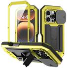 For iPhone 16 Pro R-JUST Sliding Camera IP54 Life Waterproof Holder Phone Case(Yellow) - 1