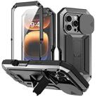 For iPhone 16 Pro Max R-JUST Sliding Camera IP54 Life Waterproof Holder Phone Case(Black) - 1