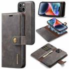 For iPhone 15 DG.MING Crazy Horse Texture Detachable Magnetic Leather Phone Case(Grey) - 1