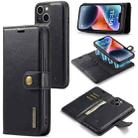 For iPhone 15 Plus DG.MING Crazy Horse Texture Detachable Magnetic Leather Phone Case(Black) - 1